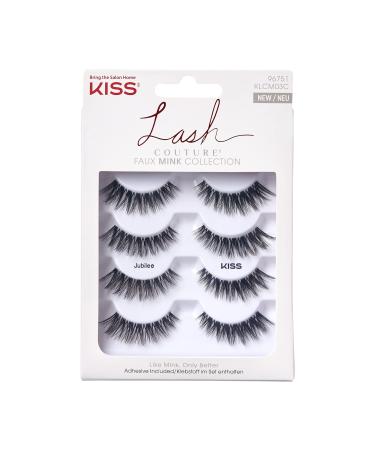 Kiss Lash Couture Faux Mink Collection Multipack 4 pairs of artificial eyelashes jubilee ultrafein gentle eyelash tips synthetic fake lashes including eyelash glue