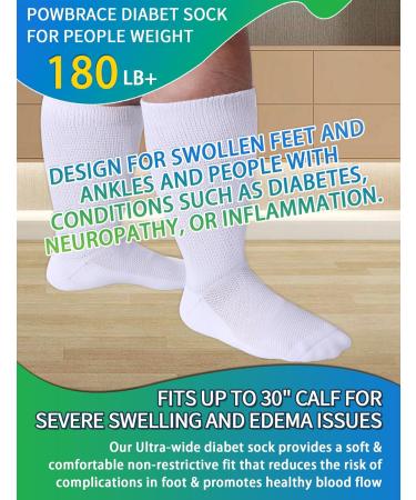 2 Pairs Wide Diabetic Socks for Men & Women | Non-Binding Loose Fit Plus Size Edema & Lymphedema Socks - Comfortable Support for Swollen Feet & Ankles - All Black - Buy Online on GoSupps.com