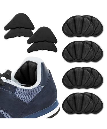 Sibba 6 Pairs Shoe Fillers for Big Shoes Includes 2 Pairs Adjustable Toe Filler Inserts and 4 Pairs Heel Grips Liner Insert Preventing Too Big Shoe Relieve Pain Foot Care Protector 6 Pairs Black
