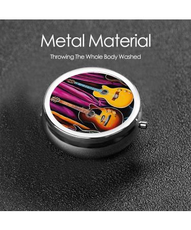 Buy Guitar Collection Mini Round Pill Box - 3 Compartment Travel Organizer for Home & Office - Portable Medicine Case - Buy Online on GoSupps.com