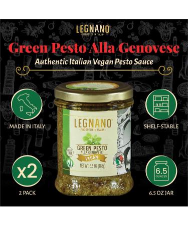 Legnano Green Pesto Alla Genovese - Authentic Italian Basil Vegan Pesto | Gluten-Free Sauce from Tuscany | 2-Pack 6.5 oz Jars - Buy Online on GoSupps.com