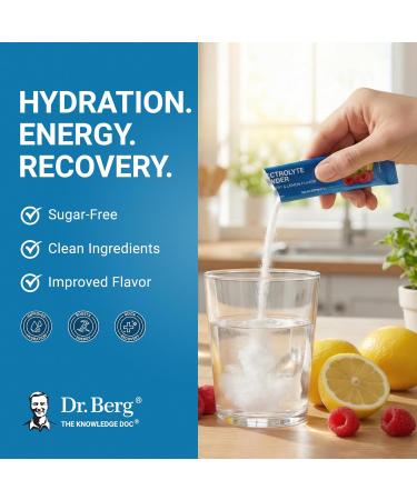 Dr. Berg (Improved Flavor) Sugar-Free Electrolyte Powder Packets with 1000 mg Potassium | Hydration Packets | Keto Electrolytes for Energy Recovery & Daily Hydration | 12 Electrolyte Stick Packs - Buy Online on GoSupps.com