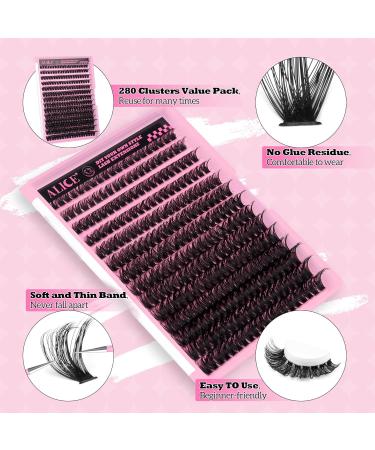 280Pcs DIY Wispy Individual Eyelash Extensions - 8-16MM Fluffy D Curl Lash Clusters by ALICE F22 - Perfect for Home Use - Buy Online on GoSupps.com