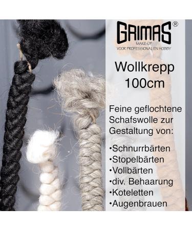 Grima's Woolenk 1m White 01 - Premium Braided Colored Sheep Wool for Beards Chops Eyebrows & Body Hair Creation - Buy Online on GoSupps.com