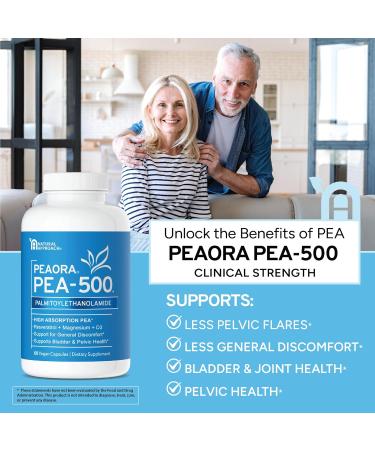 PEAORA PEA-500 - Support for Bladder, & Pelvic Discomfort | For Women & Men | Made in the USA | High-Absorption Palmitoylethanolamide & Resveratrol - Buy Online on GoSupps.com
