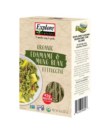 Explore Cuisine Organic Edamame & Mung Bean Fettuccine -Easy-to-Make Pasta - High in Plant-Based Protein - Non-GMO, Gluten Free, Vegan, Kosher - 24 Total Servings, 8 Ounce (Pack of 6)