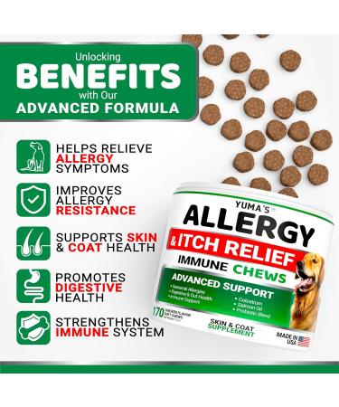 Dog Allergy Relief Chews - Dog Itching Skin Relief Treatment Pills - 170 Chews - Anti-Itch for Dogs - Itchy and Paw Licking - Dry Skin & Hot Spots - Omega 3 Fish Oil - Skin & Coat Supplement Chicken 170 Soft Chews - Buy Online on GoSupps.com