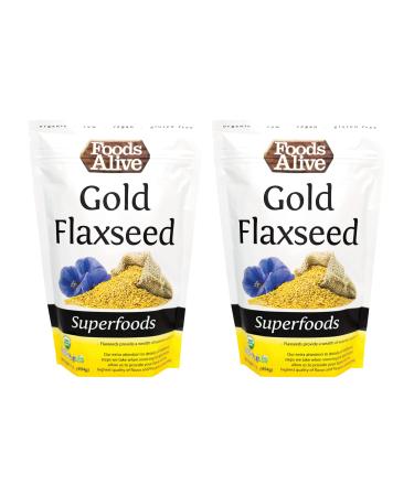 Foods Alive Golden Flax Seeds with Fresh Nutty Flavor, Organic, Non-GMO, Raw, Vegan, Gluten Free and Kosher, 16oz (2-Pack)
