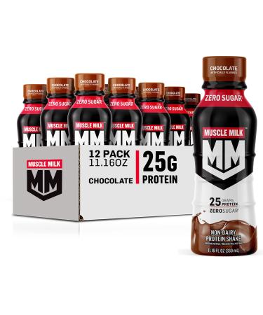 Muscle Milk Genuine Protein Shake, Chocolate, 20g Protein, 11.16 Fl Oz (Pack of 12), Packaging May Vary Bottle Chocolate 11.16 Fl Oz (Pack of 12)