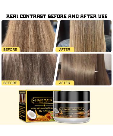 Omaky Keratin Repair Hair Mask with Argan & Coconut Oil - 2PCS Instant Hair Treatment | Nourish & Revitalize for All Hair Types - Buy Online on GoSupps.com