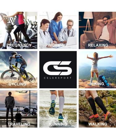 CS CELERSPORT 3 Pairs Compression Socks 20-30mmHg | Running Support for Men and Women | Large-X-Large, Black - Buy Online on GoSupps.com