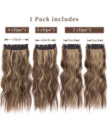 20 22H10-Honey Blonde Mixed Light Brown 20 Wavy Synthetic Hair Extensions - 4PCS - Buy Online on GoSupps.com