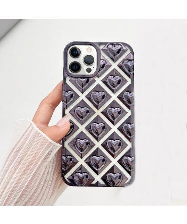 Valrion Compatible with iPhone 14 Pro Max Shell cute 3D bladder heart cover glitter sparkling love shape for women and girls luxurious stylish coating slim soft tpu shockproof black iPhone 14 pro max