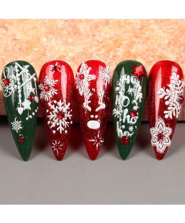 4 Sheets Christmas Nail Art Stickers White Glitter Snowflakes Nail Decals Self-Adhesive Nail Sticker Manicure Tips DIY Christmas Nail Art Design Nail Decorations for Women Girls - Buy Online on GoSupps.com