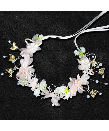 Adjustable Flower Crown Headband with Butterfly - Ideal for Wedding, Party, or Festival - Buy Online on GoSupps.com