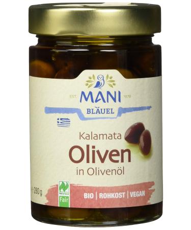 MANI Kalamata olives in olive oil organic pack of 2 (2 x 280 g)