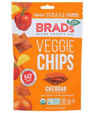 3oz Cheddar Flavor - Famous Brads Raw Chips - Vegan, Gluten Free, Natural, Healthy Snack Sweet Potato