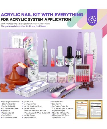 Saviland Acrylic Nail Kit with Practice Finger - Complete Set for Beginners - Professional Electric Nail Drill Included - Buy Online on GoSupps.com