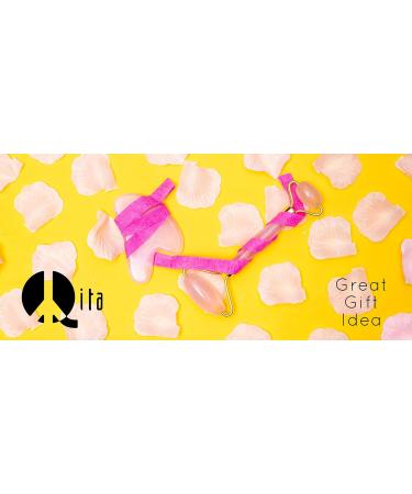 Jade Roller & Gua Sha Tools - 2 in 1 Anti-Aging Facial Massage with 100% Real Rose Quartz | Qita Beauty - Buy Online on GoSupps.com