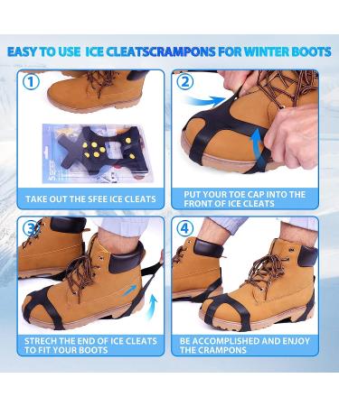 Sfee Ice Cleats 10 Steel Studs for Boots & Shoes - Anti-Slip Traction Cleats for Snow & Ice Walking, Hiking, Jogging - Size L (Women 10-13 / Men 8-11) - 1 Pair - Buy Online on GoSupps.com