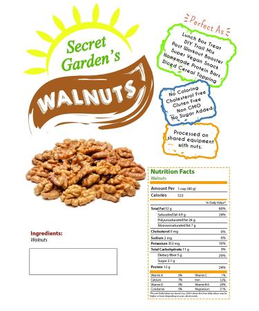 Secret Garden California Walnuts | No Shell Halves & Pieces | 5 LB Resealable Bag - Buy Online on GoSupps.com