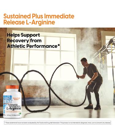 Doctorâ€™s Best L-Arginine 500 mg - Sustained & Immediate Release, 120 Bilayer Tablets - Buy Online on GoSupps.com