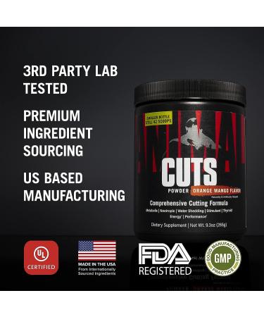 Animal Cuts Powder 8.3 oz - Weight Management & Fat Burner Supplement with Nootropics, Carnitine, Tyrosine - Metabolic Enhancer & Diuretic - Orange Mango Flavor - 42 Count - Buy Online on GoSupps.com