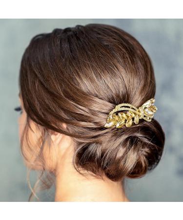 2PCS Gold Rhinestone Hair Barrettes | Sparkly Crystal Clips for Bridal & Wedding | Hair Accessories for Women & Girls - Buy Online on GoSupps.com