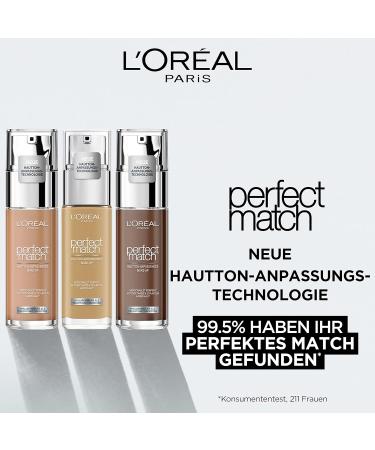 L'Or al Paris Liquid Foundation with Hyaluron & Aloe Vera | Perfect Match Make-Up No. 1.5.N Linen | 30 ml - International Shipping Available - Buy Online on GoSupps.com