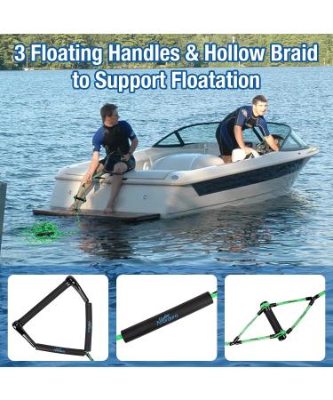 Affordura 4-Section Wakeboard Rope & Handle Set - 75 Feet Tow Rope for Watersports | Includes Storage Bag | Green - Buy Online on GoSupps.com