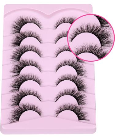 PHKERATA Cat Eye Lashes 15MM - 7 Pairs of Natural Fluffy Wispy Faux Mink Strip Eyelashes with 5ML Glue - Buy Online on GoSupps.com