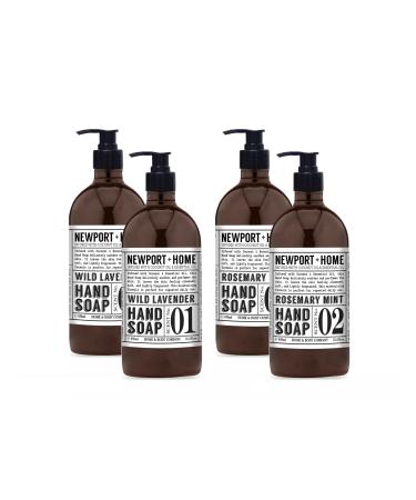 Newport Home Hand Soap, Wild Lavender and Rosemary Mint, 21.5 fl oz, Set of 4, Home and Body Co
