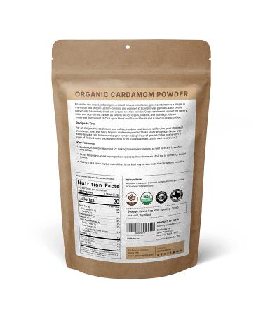 Organic Cardamom Powder - USDA Certified, Non-GMO, Gluten-Free - 4oz Resealable Pack - Freshens Breath - 20 Servings - 113g - Buy Online on GoSupps.com