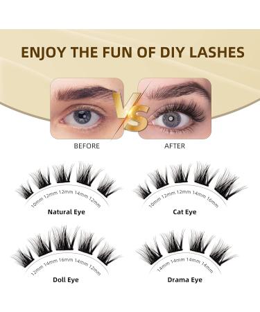 120 Clusters D Curl Wide Stem DIY Eyelash Extension Kit - 10-16mm Soft Fluffy False Lashes - W08# (08-mix) - Buy Online on GoSupps.com