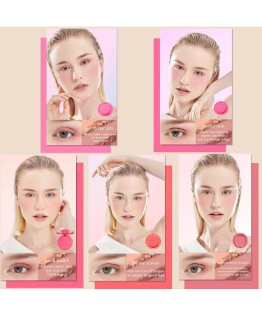 FantasyDay 5 in 1 Face Blusher Palette Waterproof Long Lasting Makeup Powder Pink Coral Blushing Pallet with Mirror - Buy Online on GoSupps.com