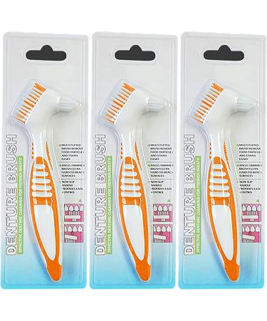Denture Toothbrush Cleaning Brush Set - 6 Pieces Double Head Soft Bristle Brush for False Teeth - Blue and Orange - Buy Online on GoSupps.com