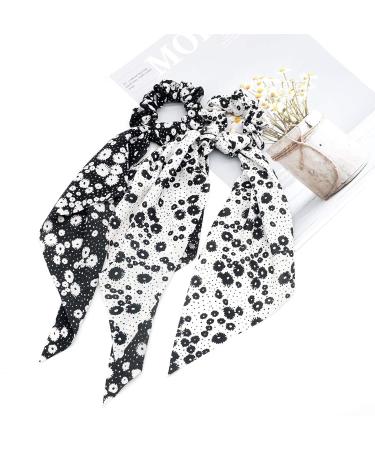 Vintage Floral 2-in-1 Chiffon Hair Scrunchies Scarves - 5pcs Set for Women and Girls - Buy Online on GoSupps.com