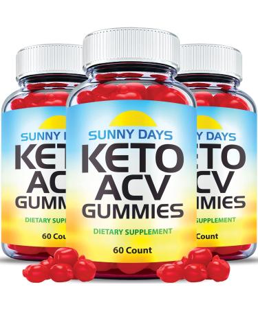 (3 Pack) Sunny Days Keto ACV Gummies - Official Formula Vegan Non Gmo - Sunny Days Keto Plus ACV Gummies Sunny Days ACV Gummies Weight with Apple Cider Vinegar Vitamin B12 Keto ACV (180 Gummies)