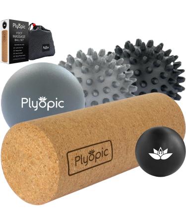 Plyopic massage ball set - including lacrosse ball small massage ball hard and soft hedgehog balls and fascia roll.Ideal for foot massage fascia massage physio and targeted self-massage foot massage ball set