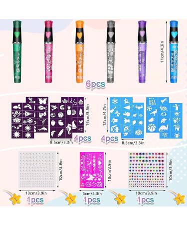 Face Paint Marker Stick - Rainbow Face Paints Stick - Face Paints Pencils Kit | Body Paint Markers With 9 Stencils | Washable Hypoallergenic Paint Pencils For Sensitive Skin - Buy Online on GoSupps.com