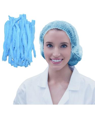 Disposable Bouffant Caps | 24 Inch | Blue | 100 Pack | Head Covers | Hair Nets