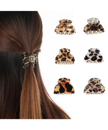 Ryhiac 1.57 inch Small Hair Claw Clips for Thin Medium Hair  Sturdy No-Slip Acrylic Hair Jaw Clamps Hair Pins Strong Grip Multifunctional Hairstyles Accessories for Women Girls (6pcs leopard style)