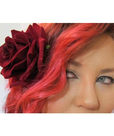 Dark Red Velvet Rose Hair Flower Clip and Pin - Medium | Elegant Accessory - Buy Online on GoSupps.com