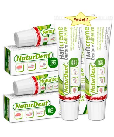 NaturDent Denture Adhesive for Women - Dental Care Dientes Postizos para Mujer Ultra Strong Hold and Long Lasting - No Yucky Taste No Zinc No Paraffin - 100% Food Grade Ingredients (Pack of 4)