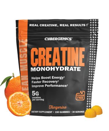 Cybergenics Creatine Monohydrate Gummies 5g Pure Creatine per Serving for Muscle Strength Recovery Energy & Cognitive Support Sugar-Free Natural Tangerine Flavor 150 Gummies for Men & Women