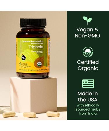 Herb Pharm Triphala Capsules: USDA Organic Cleansing & Detoxification Support & Digestive Health Support with Amla Haritaki & Bibhitaki FAIRWILD Certified | 60 Vegan Capsules Up to 30 Day Supply* 60 Count (Pack of 1) - Buy Online on GoSupps.com