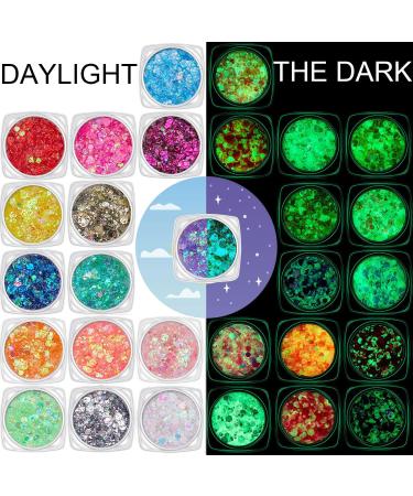 Glow in The Dark Face Body Glitter Gel Set - Holographic Iridescent Chunky Glitter for Women - UV Black Light Makeup for Carnival Party - Buy Online on GoSupps.com