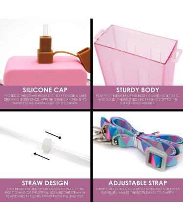 Popsicle Water Bottle with Strap | BPA Free Clear Juice Cup | Leakproof 300ML (Pink) | Dishwasher Safe | Suitable for Adults and Kids - Buy Online on GoSupps.com
