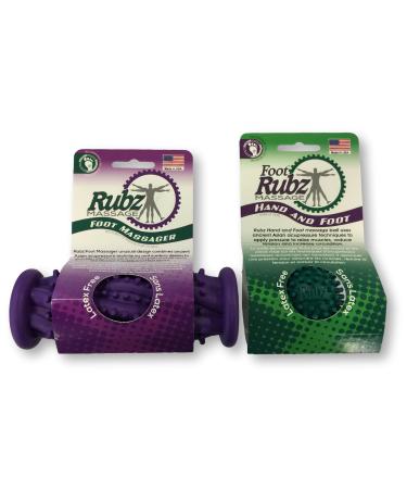 Due North Foot Rubz Combo Pack, Original Foot Rubz & Foot Massage Roller, 0.6 lb., multi colored, 2 piece set, (DNFCP3 Foot Rubz Ball/Foot Massage Roller Combo Pack