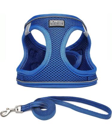 Suredoo Reflective Dog Harness with Leash for Small Dogs Puppies & Cats | Anti-Train Design - Lapis Blue XS - Buy Online on GoSupps.com